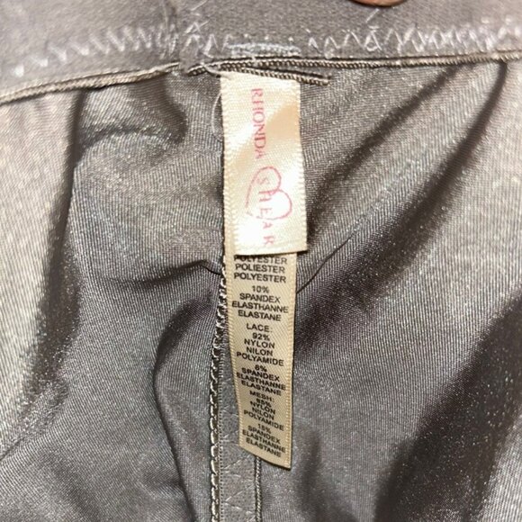 Rhonda Shear platinum gray mesh front lace trim shapewear shorts girdle tap 2X - Picture 2 of 4